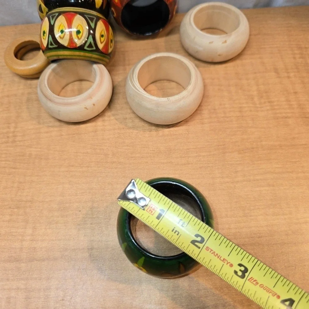 8 Total - Set of 4 Wooden Hand-Painted 2